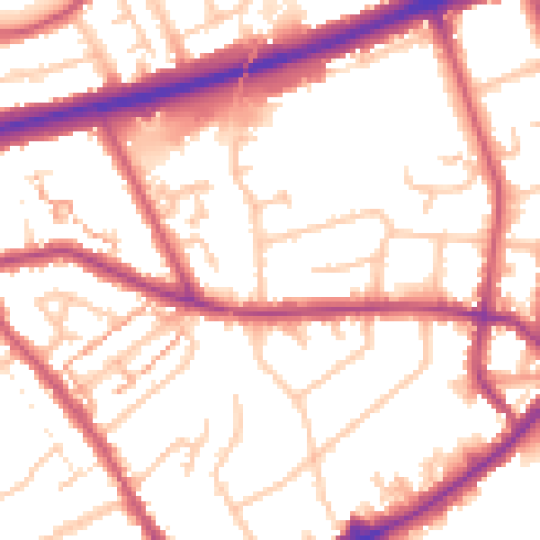 Daytime road noise heatmap for TW7 4BQ