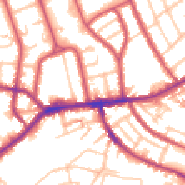 Daytime road noise heatmap for TW7 4JB