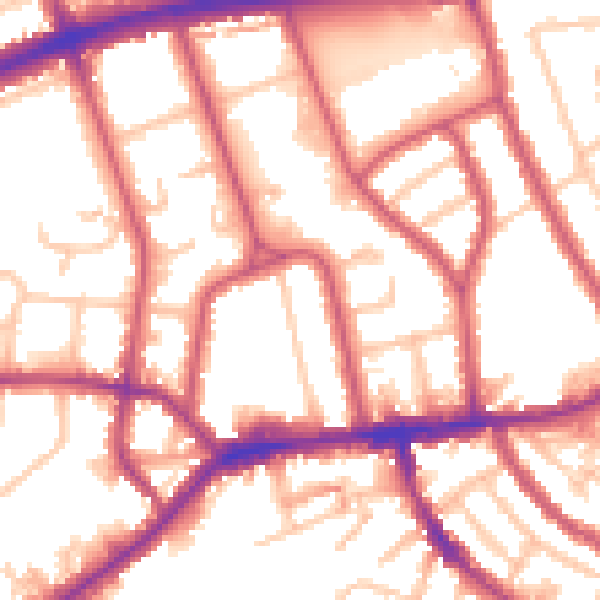 Daytime road noise heatmap for TW7 4PB