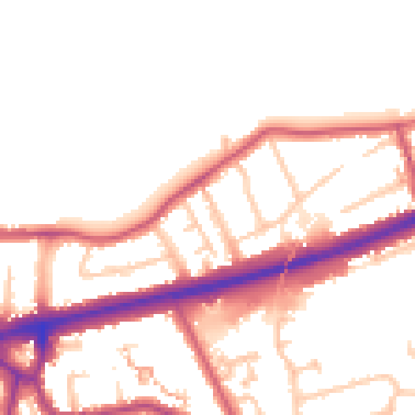 Daytime road noise heatmap for TW7 4QU