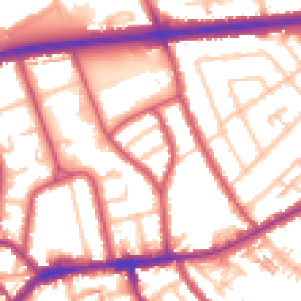 Daytime road noise heatmap for TW7 5LD