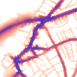 Daytime road noise heatmap for TW9 1AE