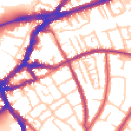 Daytime road noise heatmap for TW9 1AJ
