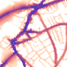 Daytime road noise heatmap for TW9 1AQ