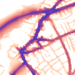 Daytime road noise heatmap for TW9 1ED