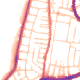 Daytime road noise heatmap for TW9 2BT