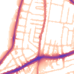 Daytime road noise heatmap for TW9 2EE