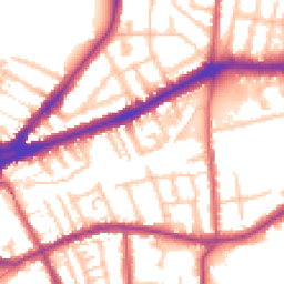 Daytime road noise heatmap for TW9 2JP