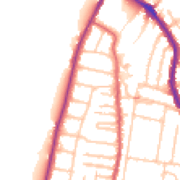 Daytime road noise heatmap for TW9 3LA