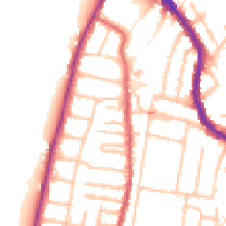 Daytime road noise heatmap for TW9 3NJ