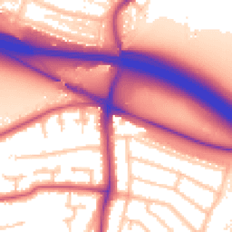 Daytime road noise heatmap for UB10 9PQ