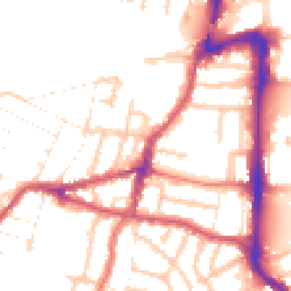 Daytime road noise heatmap for UB2 4DA