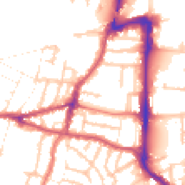 Daytime road noise heatmap for UB2 4DH