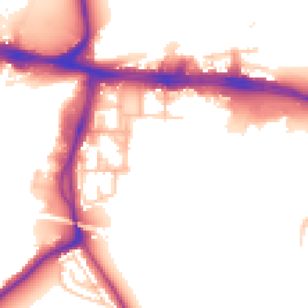 Daytime road noise heatmap for UB2 4FQ
