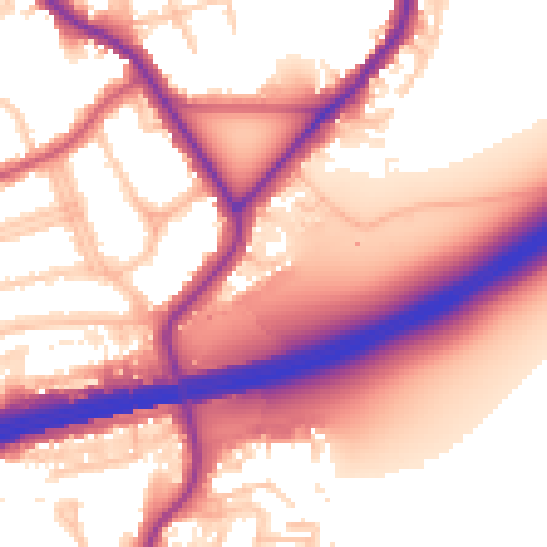 Daytime road noise heatmap for UB2 4JW