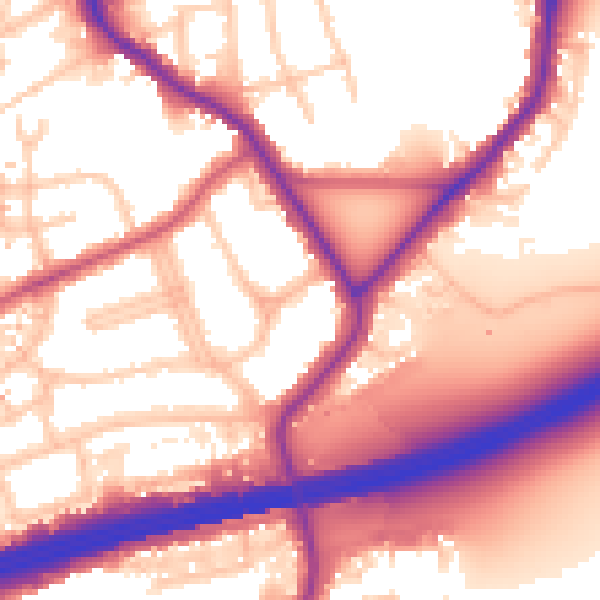 Daytime road noise heatmap for UB2 5QT