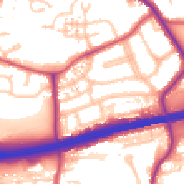 Daytime road noise heatmap for UB2 5SJ