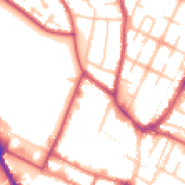 Daytime road noise heatmap for UB3 1AQ
