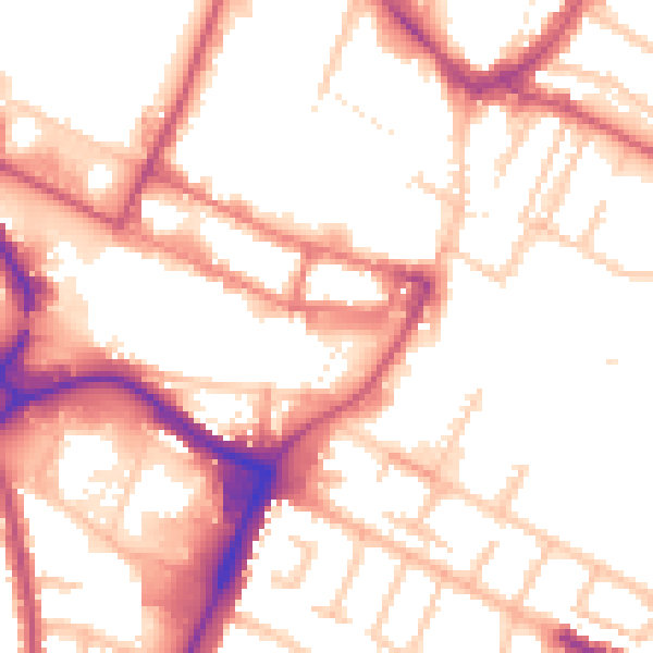 Daytime road noise heatmap for UB3 1FG