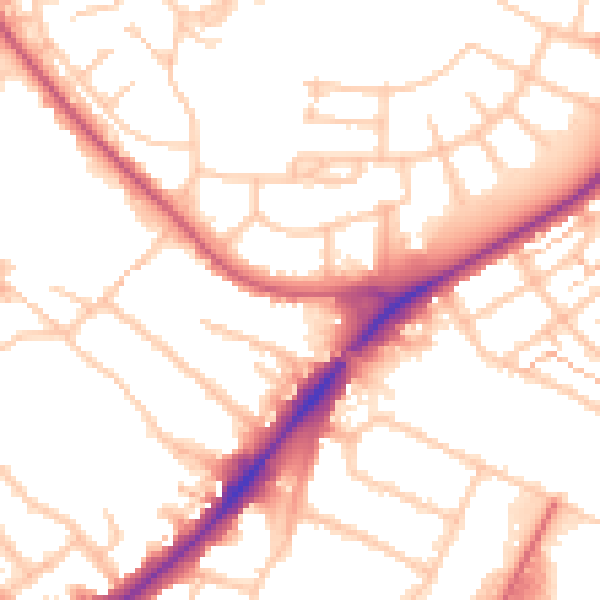 Daytime road noise heatmap for UB5 4AB