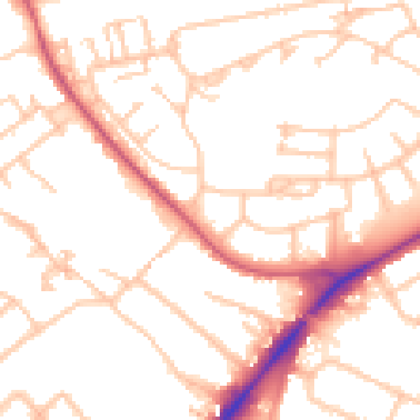 Daytime road noise heatmap for UB5 4AD
