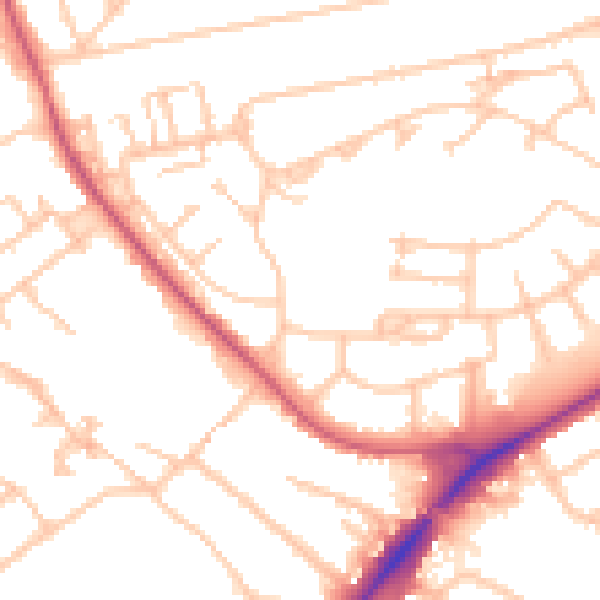 Daytime road noise heatmap for UB5 4AE