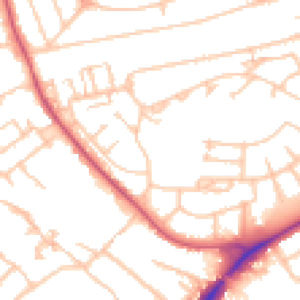 Daytime road noise heatmap for UB5 4AF