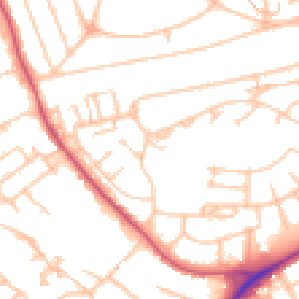 Daytime road noise heatmap for UB5 4AG