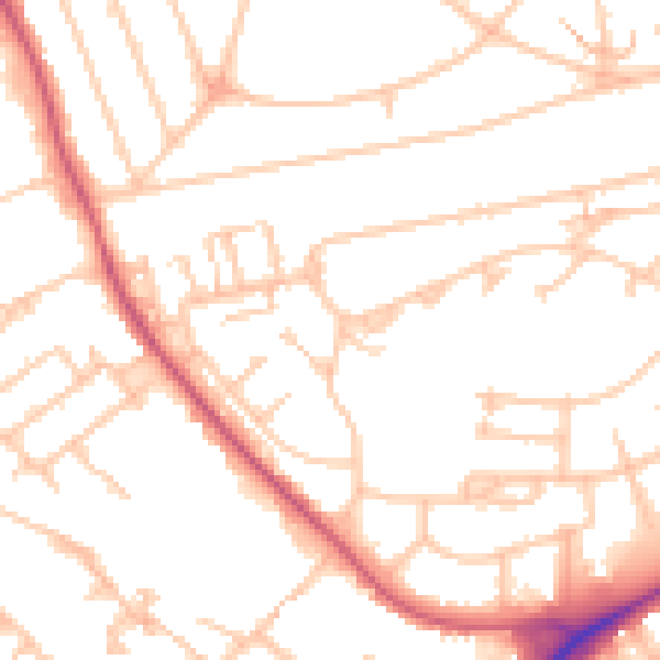 Daytime road noise heatmap for UB5 4AJ