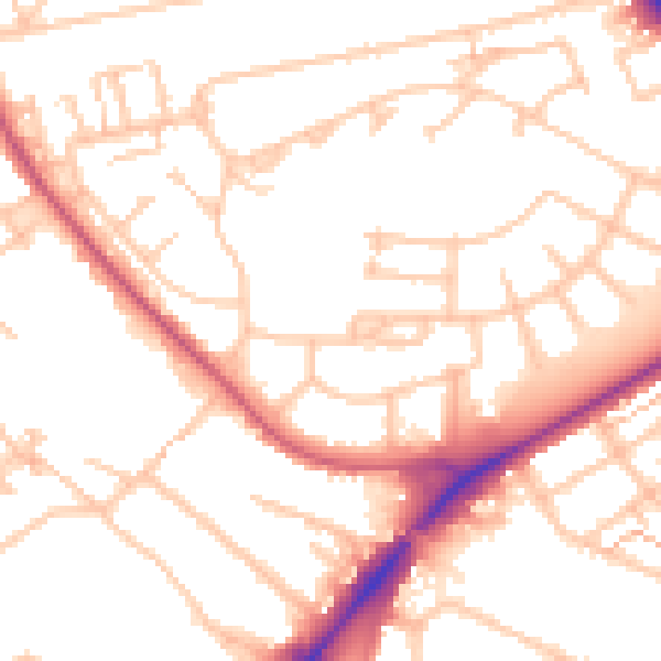 Daytime road noise heatmap for UB5 4AL