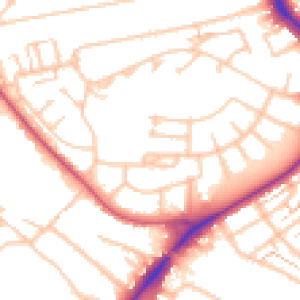 Daytime road noise heatmap for UB5 4AP