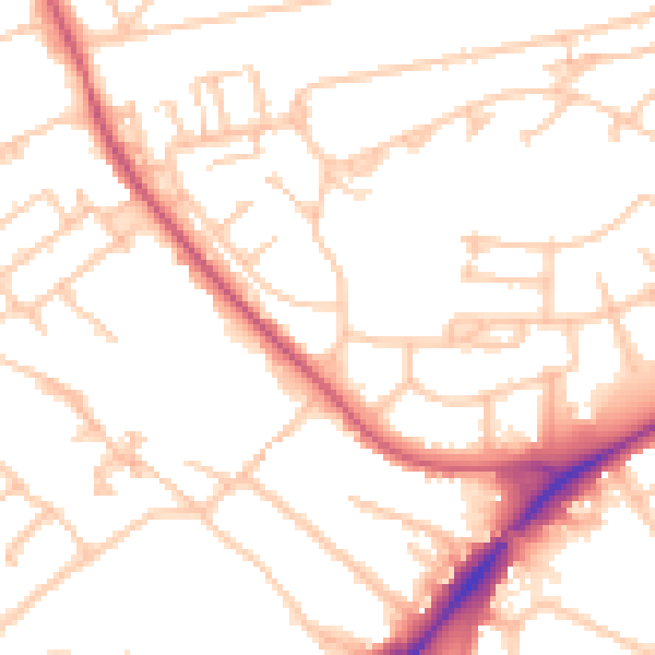 Daytime road noise heatmap for UB5 4AQ