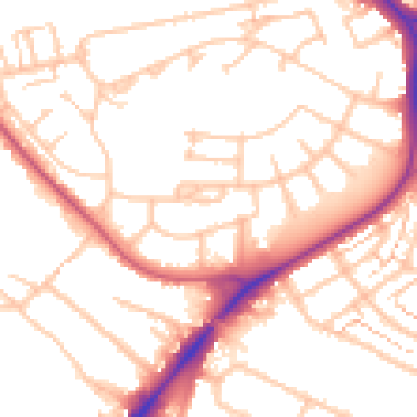Daytime road noise heatmap for UB5 4AR