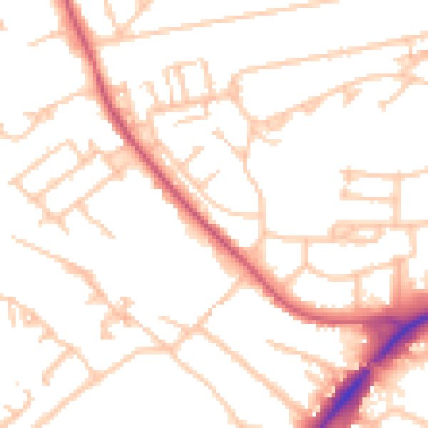 Daytime road noise heatmap for UB5 4AS