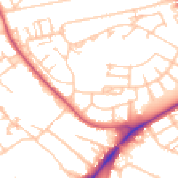 Daytime road noise heatmap for UB5 4AW