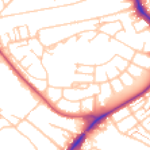 Daytime road noise heatmap for UB5 4AX