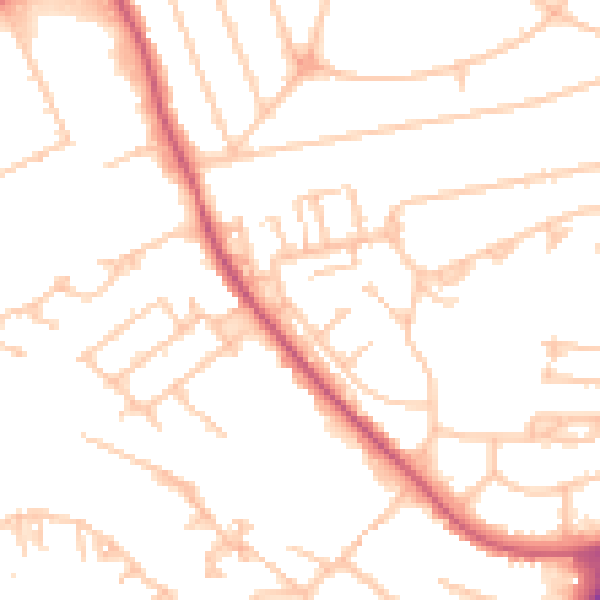 Daytime road noise heatmap for UB5 4AY