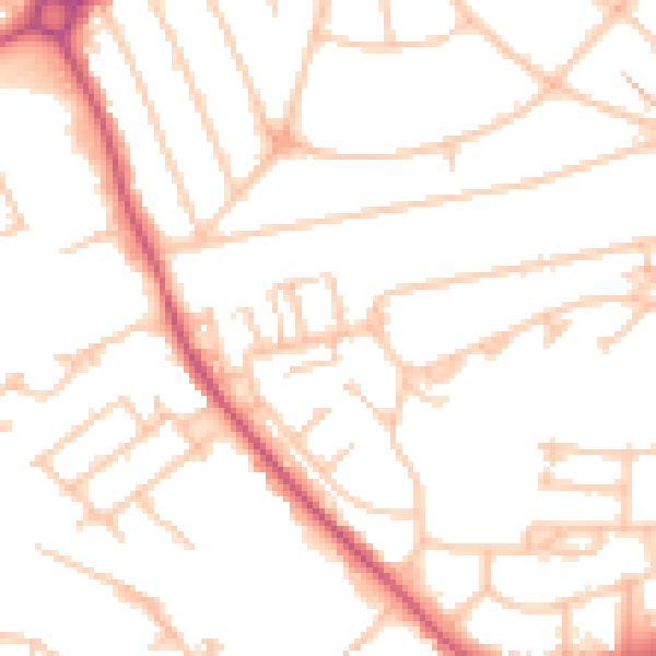 Daytime road noise heatmap for UB5 4BB