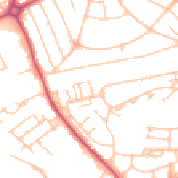 Daytime road noise heatmap for UB5 4BE