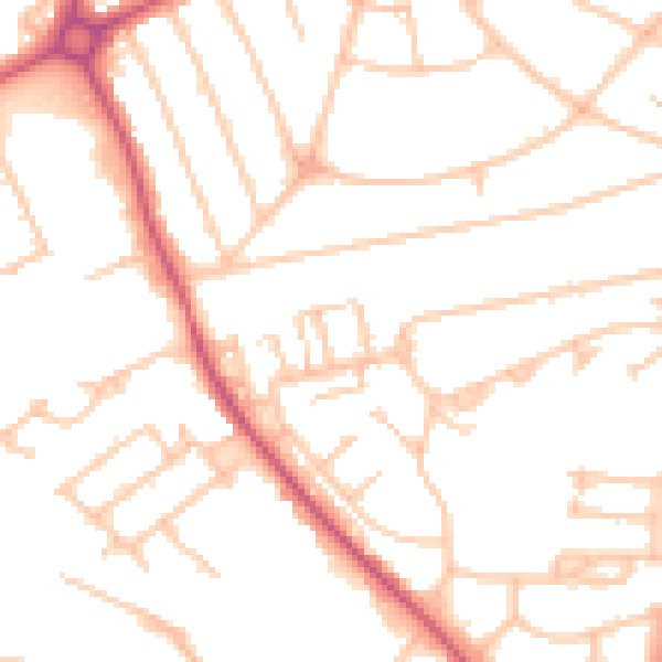 Daytime road noise heatmap for UB5 4BG