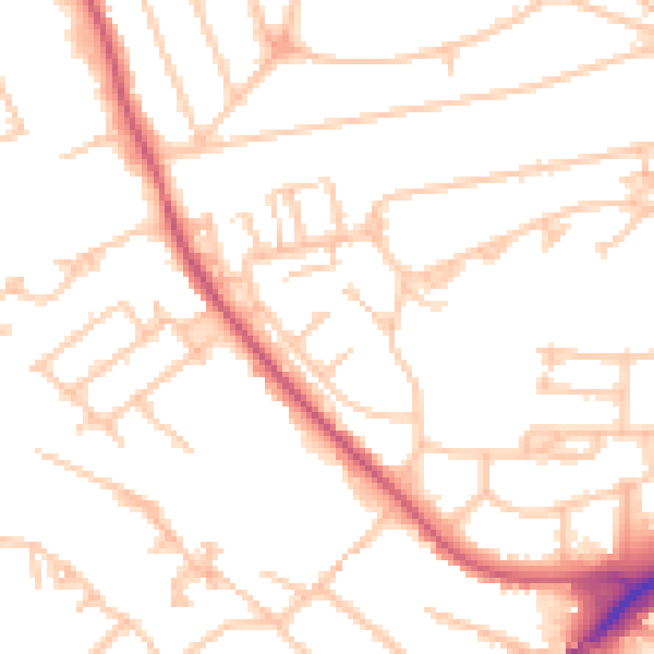 Daytime road noise heatmap for UB5 4BH