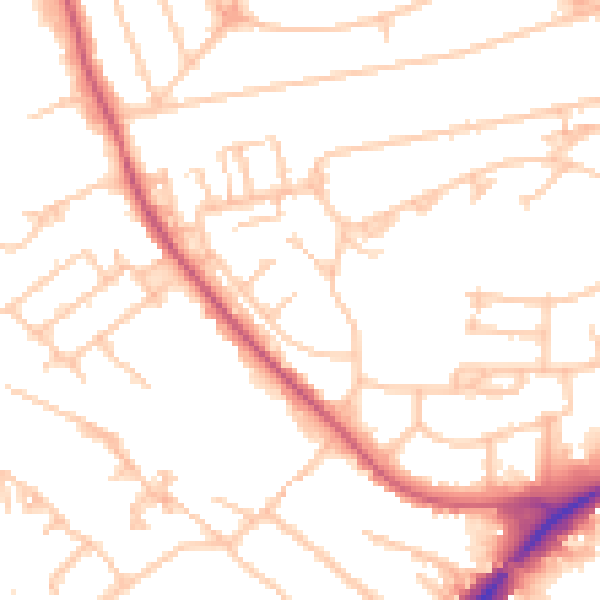Daytime road noise heatmap for UB5 4BJ