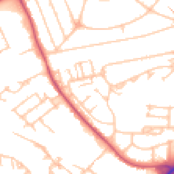 Daytime road noise heatmap for UB5 4BL