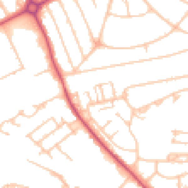 Daytime road noise heatmap for UB5 4BN