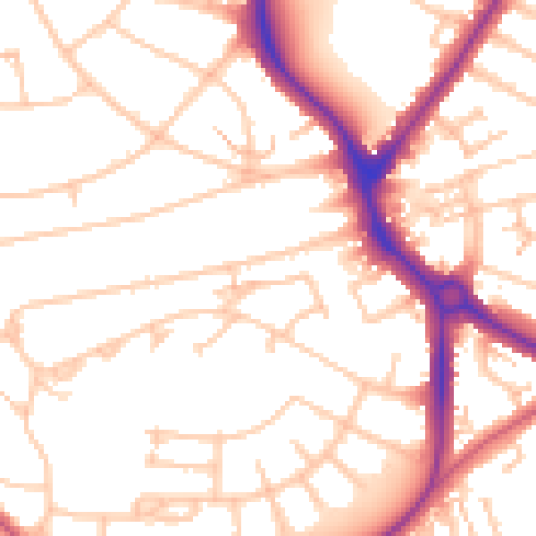 Daytime road noise heatmap for UB5 4BP