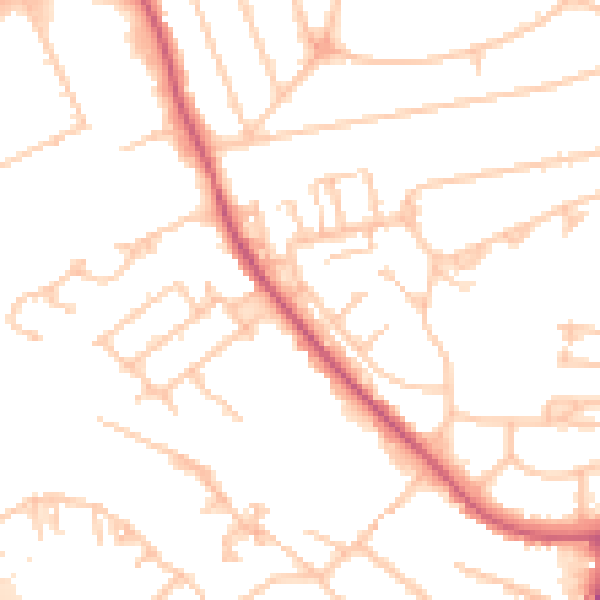 Daytime road noise heatmap for UB5 4BQ
