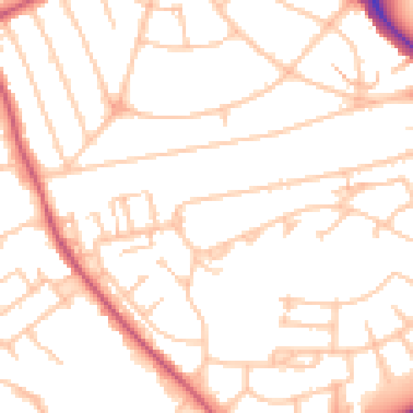 Daytime road noise heatmap for UB5 4BU