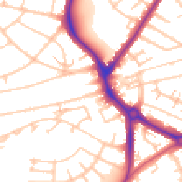 Daytime road noise heatmap for UB5 4BW