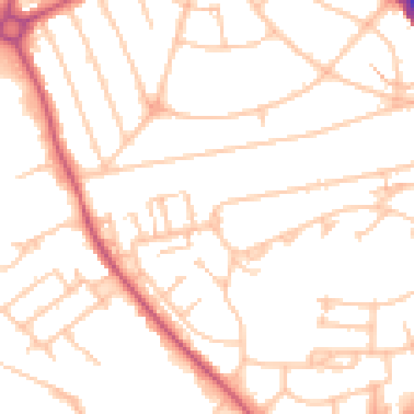 Daytime road noise heatmap for UB5 4BX