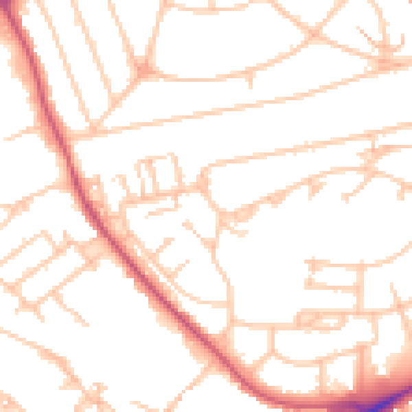 Daytime road noise heatmap for UB5 4BY